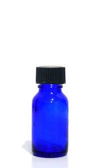 96 Pcs, 10ml [1/3 oz] COBALT BLUE Boston Round Bottle with 18-400 Phenolic Cone Lined Caps
