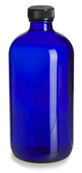 32 Pcs, 120ml [4 oz] Cobalt Blue Boston Round Bottle with 22-400 Phenolic Cone Lined Caps