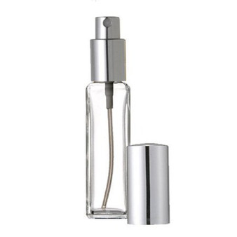 30ml [1 oz] Square Shaped Style Perfume Atomizer Empty Refillable Glass Bottle with Silver Sprayer Cap