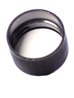 Black PP Plastic 28-410 Ribbed Skirt Lid with Foam Liner