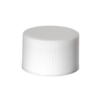 White PP Plastic 28-410 Ribbed Skirt lid with Foam Liner