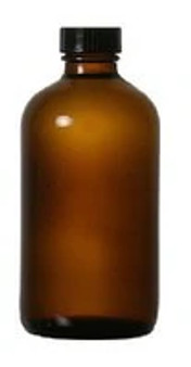 16 oz Amber Glass Boston Round Bottle - 28/400 Finish