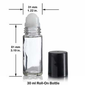 288 Pcs [Case], 1 oz [30ml] Clear Rollon Bottle With Black Caps & Roller