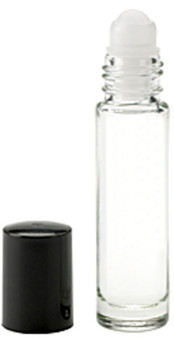 8ml Clear EMPTY Rollon Bottle with Plastic Roller & Plastic Black Caps  [72 Pcs] Free Shipping