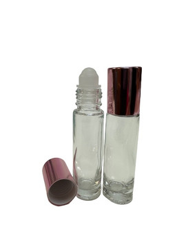 10ml Clear Rollon Bottle With Aluminum Rose Gold Caps Plastic Roller