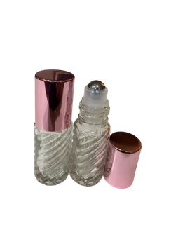 5ml Swirl Rollon Bottle With Aluminum Rose Gold Caps Steel Roller