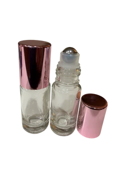 5ml Clear Rollon Bottle With Aluminum Rose Gold Caps Steel Roller