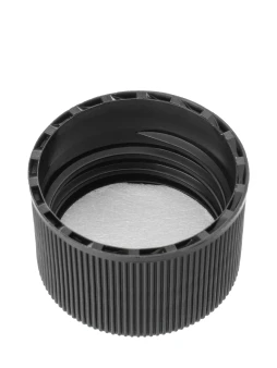 Black PP Plastic 24-410 Ribbed Skirt Lid with Foam Liner