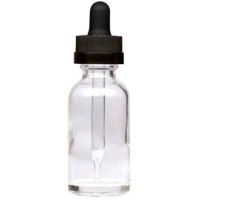 30ml [1 oz] CLEAR Boston Round Bottle with Standard Glass Dropper [288 Pcs]
