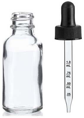 30ml [1 oz] CLEAR Boston Round Bottle 20-400 Child Resistant Cap with Graduated Marks -144 Pcs