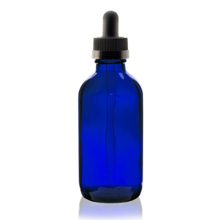 4 OZ [120ml] Cobalt Blue Boston Round Bottle with 22-400 Standard Glass Dropper 7X108mm-128 Pcs [Case]