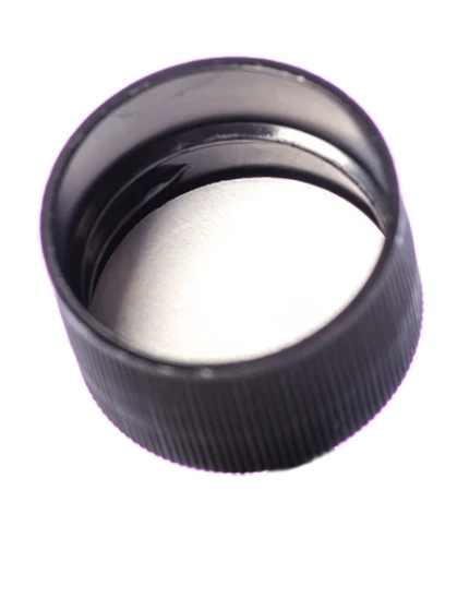 Black PP Plastic 28-410 Ribbed Skirt Lid with Foam Liner