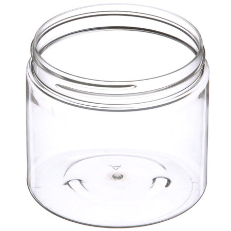 16 oz Clear PET Plastic Single Wall JAR with 89-400 Neck Finish with Smooth Black Foam Liner Cap