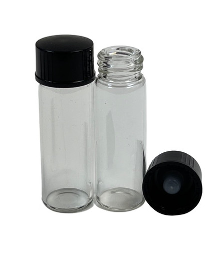 1 Dram [15mm X 45mm] Clear Glass Vials 13-425 neck finish with Plastic Cone Liner Caps