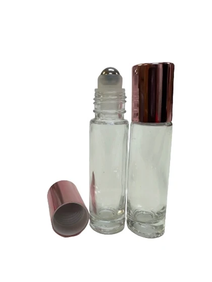 10ml Clear Rollon Bottle With Aluminum Rose Gold Caps Steel Roller