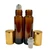 10ml [1/3 oz] AMBER Roll On Bottle with Aluminum Color Cap STEEL Roller