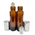 10ml [1/3 oz] AMBER Roll On Bottle with Aluminum Color Cap STEEL Roller