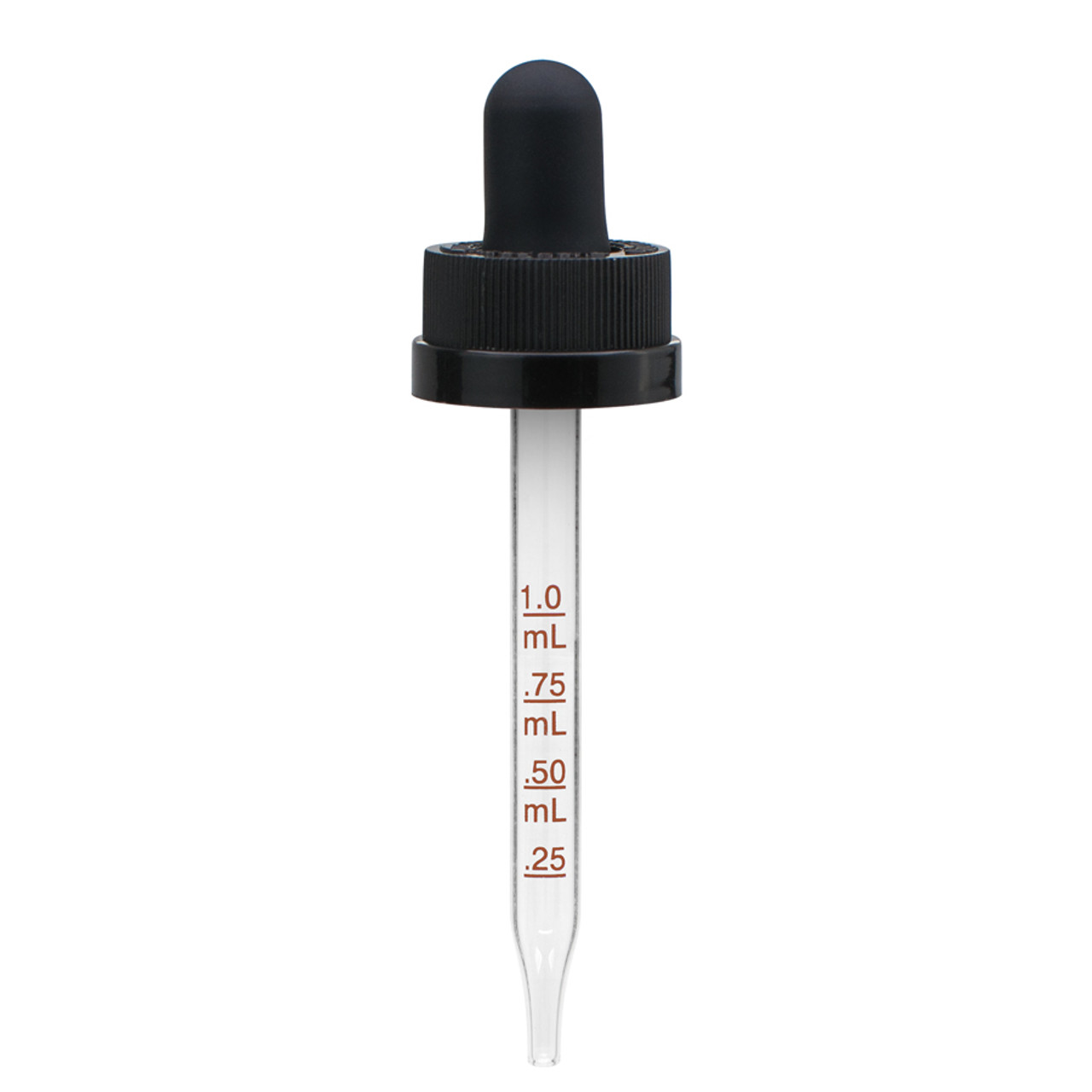 Black PP Plastic 20-400 Ribbed Skirt Child-Resistant Dropper