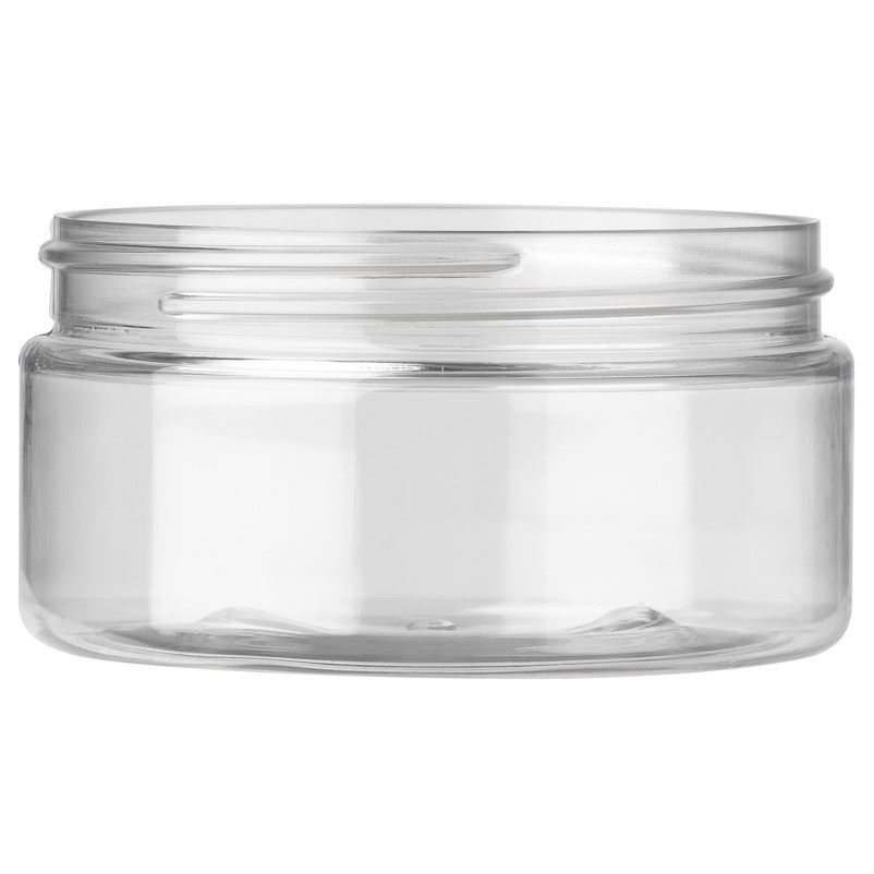 4 oz Clear PET Round Plastic Jar with Smooth Black Lid