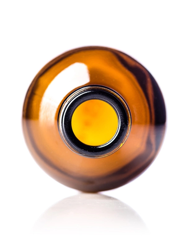 8 oz. Amber Boston Round with Black Poly Cone Cap (24/400) (V4) (V10)