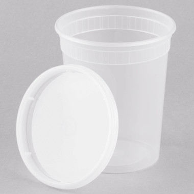 Microwavable Translucent Plastic Deli Container with Lid (Pack of 24) (32  oz.)