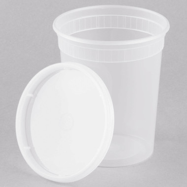 32 oz Microwavable Translucent Plastic Deli Container and Lid