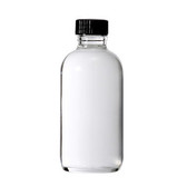4 oz [120 ml&91; Clear Boston Round Bottles with 22-400 Black Plastic Cone Liner  lid