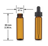 17mm X 60mm [2 Dram, 1/4 oz&91; AMBER Vials with Dropper