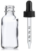 30ml [1 oz&91; CLEAR Boston Round Bottle with 20-400 Child Resistant Cap Glass Dropper with Graduated Marks 7X76mm