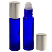 10ml [1/3 oz&91; Cobalt Blue Roll On Bottle With Aluminum Silver Cap