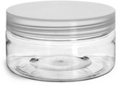 4 oz Clear PET Single wall JAR 70-400 Neck Finish with Natural Colored Smooth Foam Liner Cap