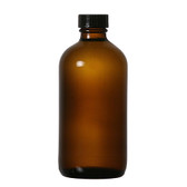 8 oz AMBER Glass Boston Round Bottle 24-400 Neck Finish with Phenolic Poly Cone Liner Caps