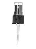 Black-Colored PP Plastic 20-410 Ribbed Skirt Fine Mist Fingertip Sprayer with clear over cap and 4 inch dip tube