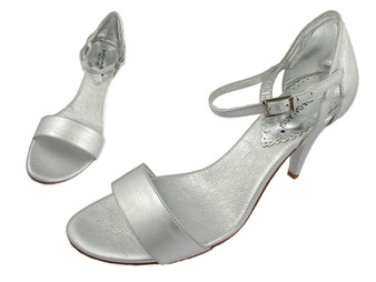 Giorgia Galassi Peep Toe Silver Shoes, Size 9, Made in Italy