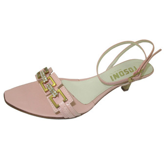 Tosoni Franco Light Pink Leather Sandal with Ankle Strap