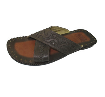 Men's Area Forte Cross Flat Leather Summer Sandals, Made in Italy