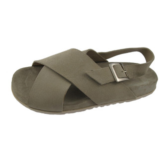 Mens' Comfortable Suede Sandal,  Adjustable Buckle Slingback, Made in Italy