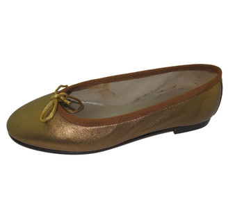 Round Toe Gold Patent Woment Flat Shoe