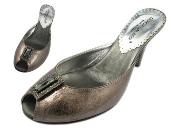 Leather Evening Mule for Ladies. Embellished Leather Mule