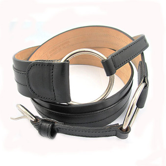 Double Ring Black Italian leather belt