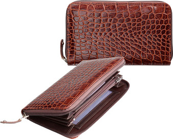 H.J de Rooy - Crocodile Embossed Continental Leather Wallet.