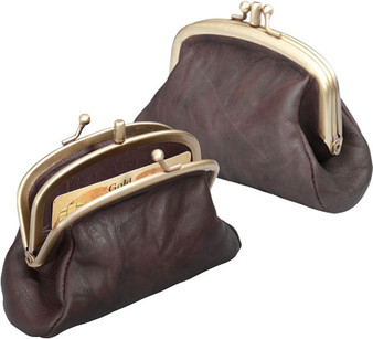 H.J de Rooy - Classic Ladies Bronze Frame Leather Wallet.