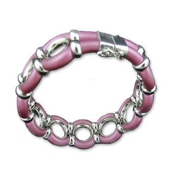 Stefani Argento Pink Rubber and Silver Bracelet