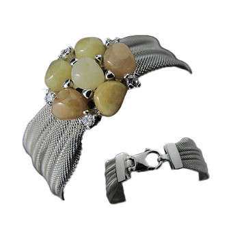 Dazzling Mesh Bracelet with Cultured Pearl and Agate Stones