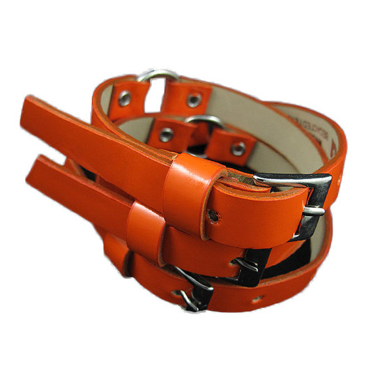 Skinny Triple Buckle Patent Leather Orange Belt