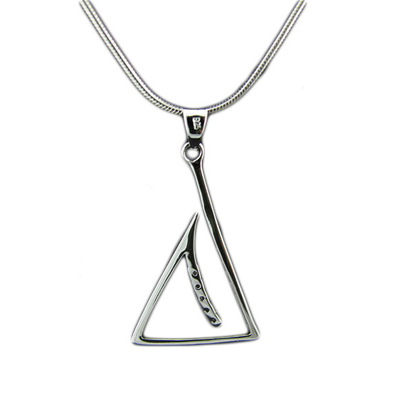 Sterling Silver Necklace with Triangle Design Pendant with Clear CZ