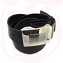 Black Leather Belt With Silver Buckle