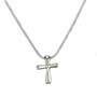 Matte Finish Sterling Silver Cross and Clear CZ