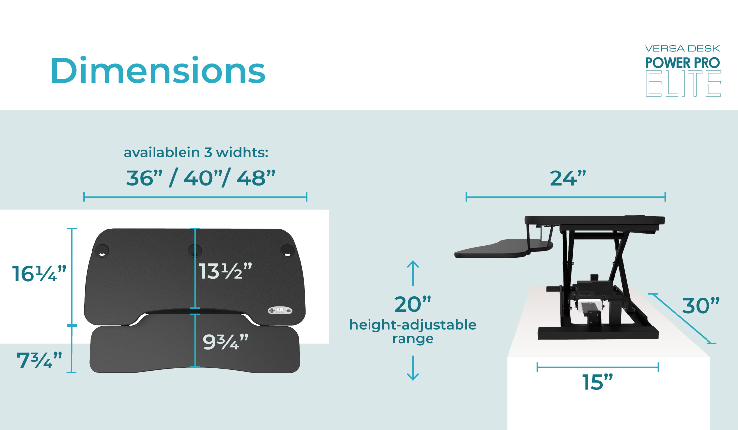 power pro elite electric lift standing desk dimensions