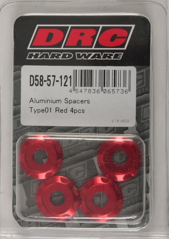 Drc Aluminum Spacers Type 1 Red M6X12Mm 4/Pk - D58-57-121